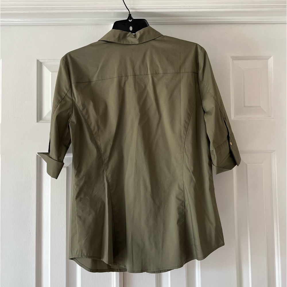 New York & Company olive green button down - Picture 3 of 3